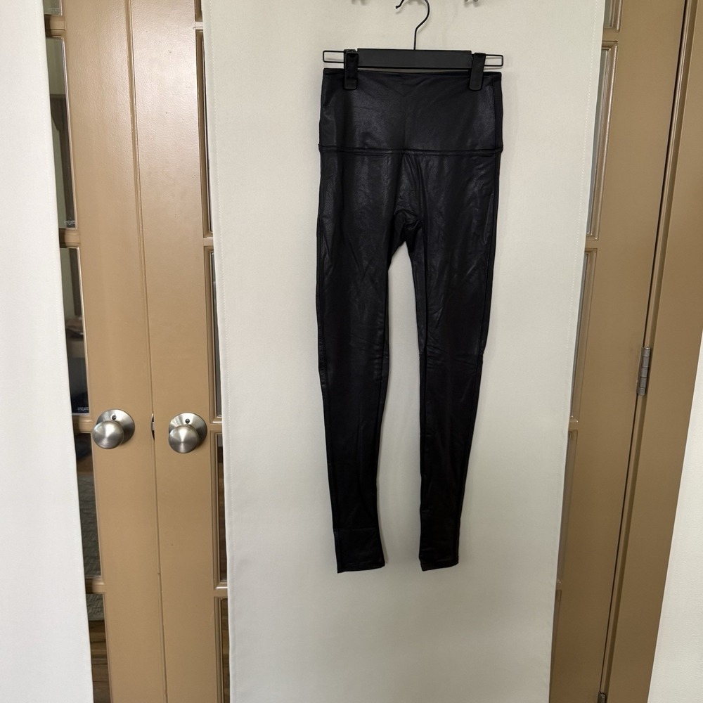 Jane And Bleecker Womens Small Black Faux Leather Mid Rise Pull On Leggings Pant